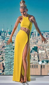 Hollow High Split Maxi Dress In YelLow